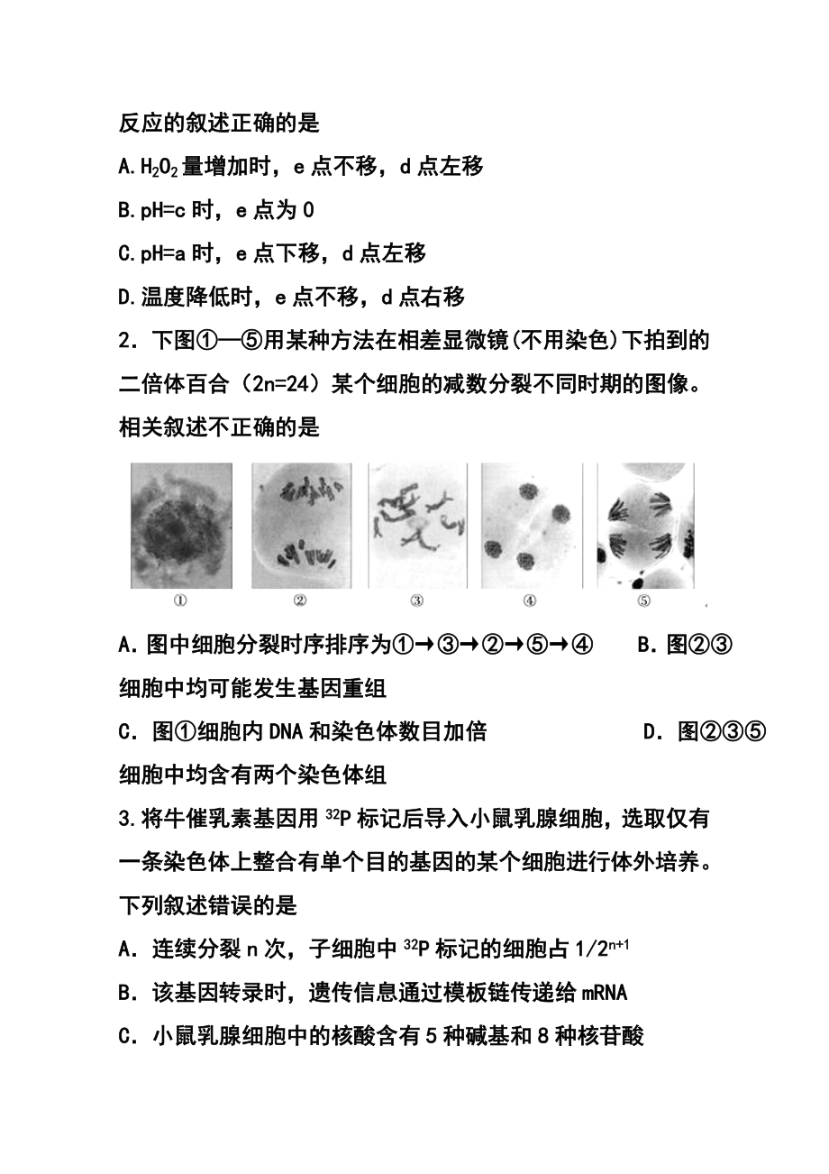 广东省深圳市外国语学校高三第一次月考理科综合试题及答案.doc_第2页