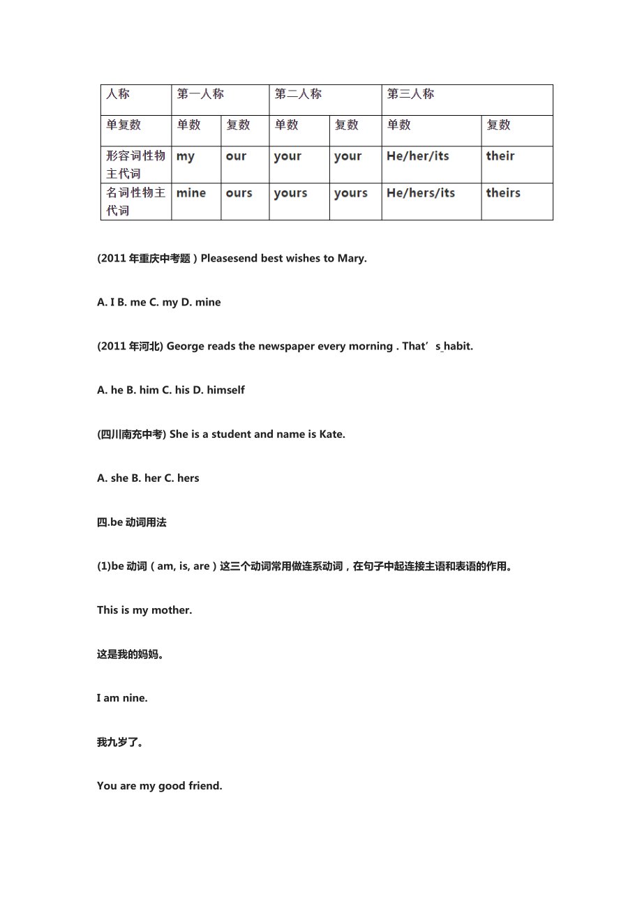 七年级英语上册第一单元知识点考点语法总结人教.docx_第3页