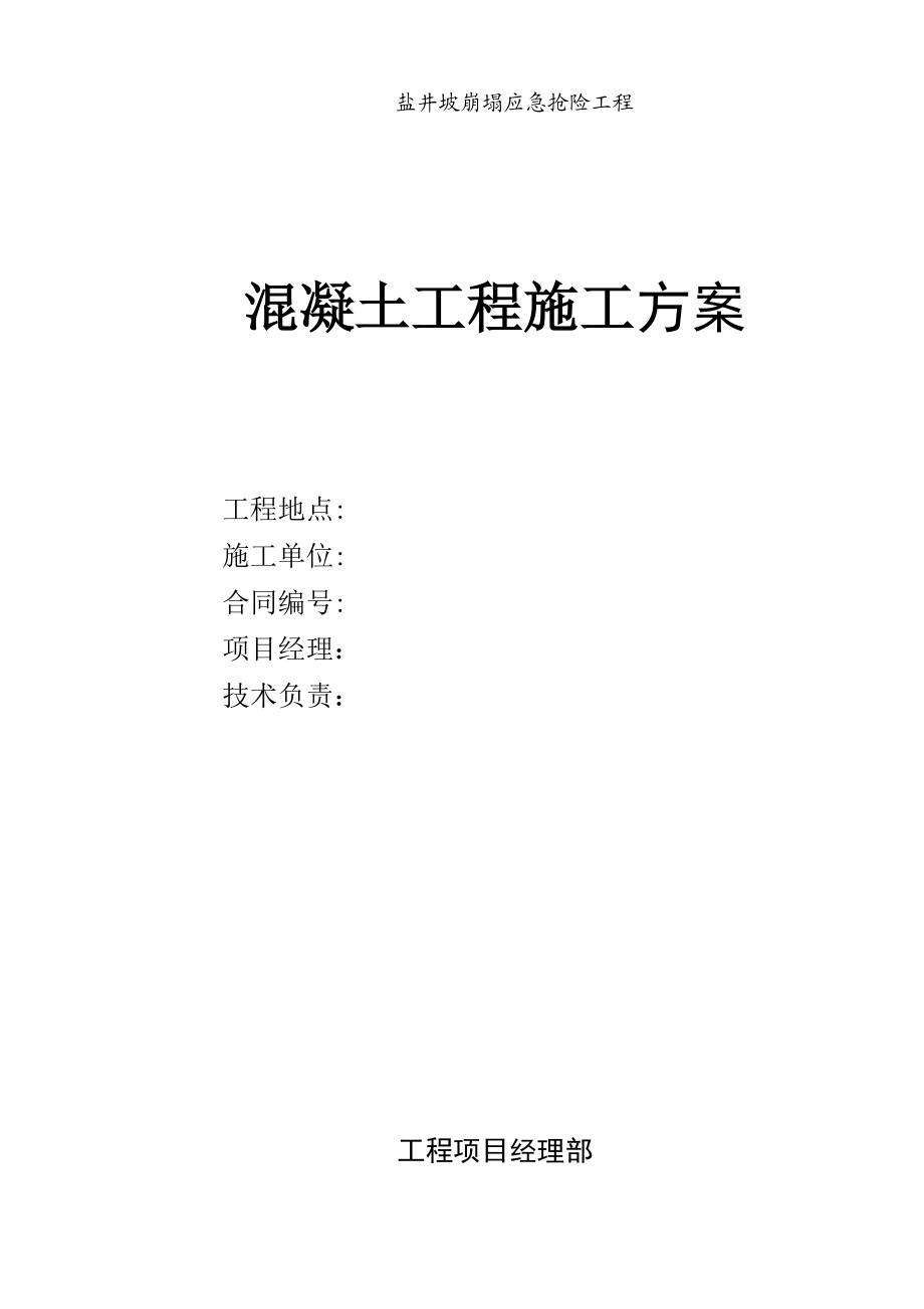 【施工方案】盐井坡应急抢险加固砼护坡工程施工方案.doc_第1页