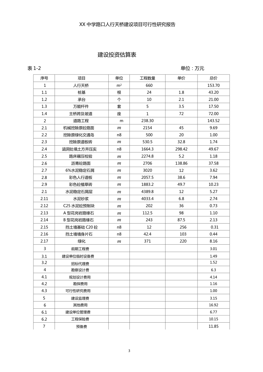 中学路口人行天桥工程建设项目可行性研究报告.doc_第3页