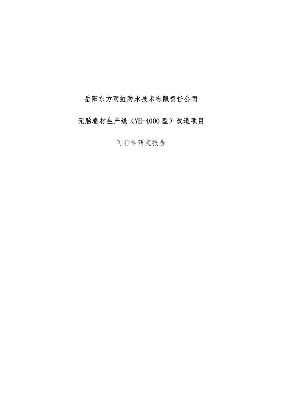 公司无胎卷材生产线改造项目策划可行性研究报告.doc_第1页