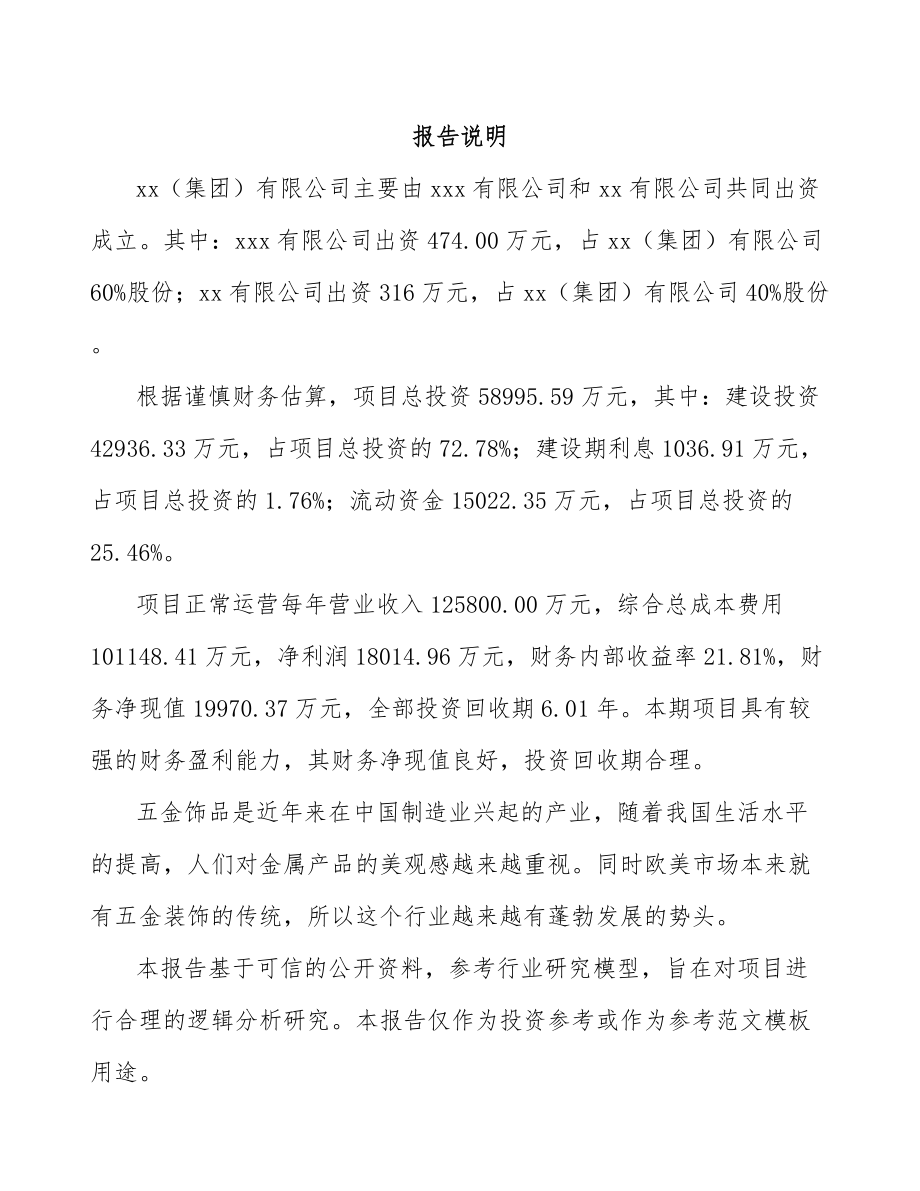 关于成立五金饰品公司可行性研究报告模板范文.docx_第2页