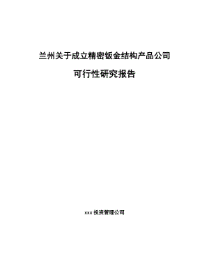 兰州关于成立精密钣金结构产品公司可行性研究报告.docx