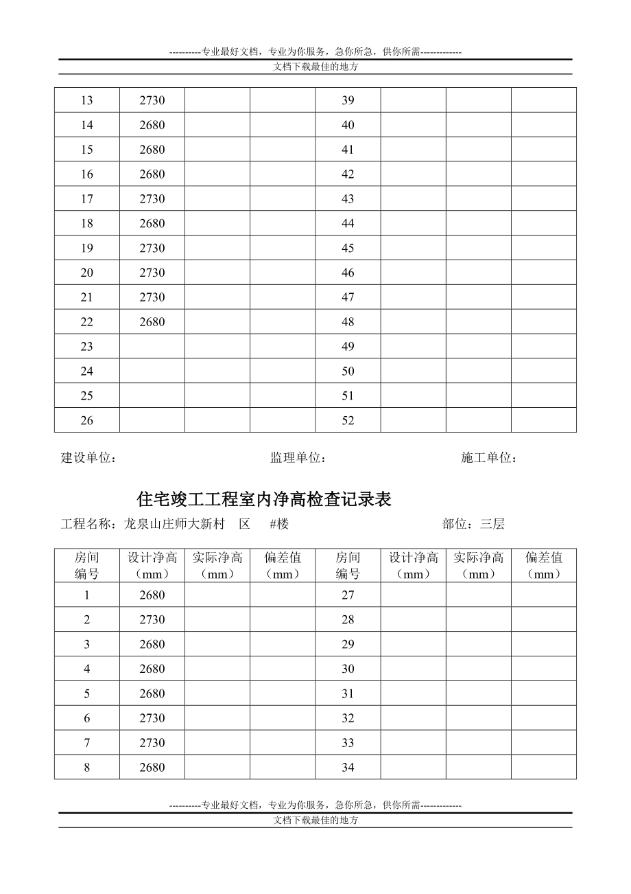 p住宅竣工工程室内净高检查记录表.doc_第3页