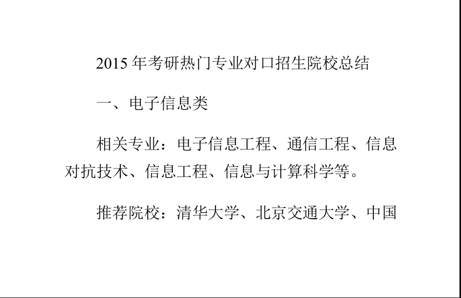 2015年考研热门专业对口招生院校总结.ppt_第1页