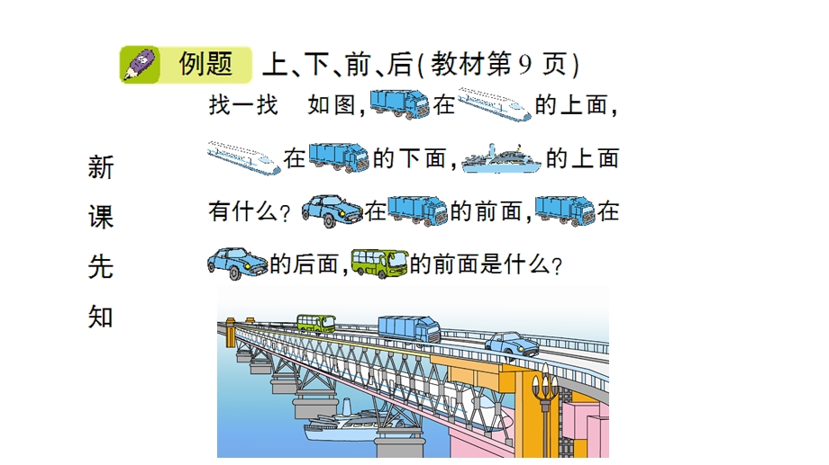 一年级上册数学课件－第2单元 第1课时 上、下、前、后｜人教新课标 (共12张PPT)教学文档.ppt_第2页