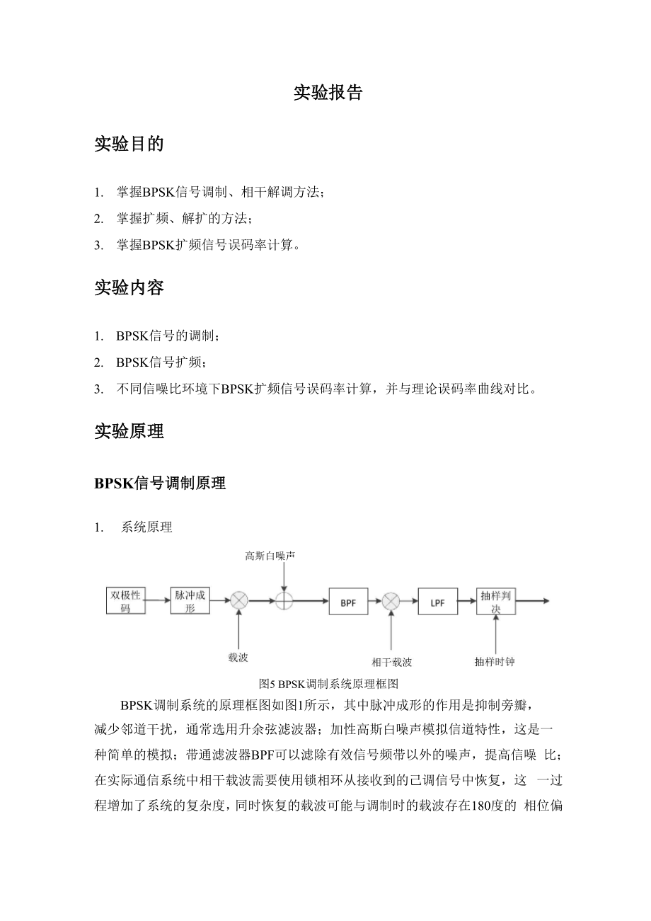 BPSK扩频误码率matlab仿真.docx_第1页