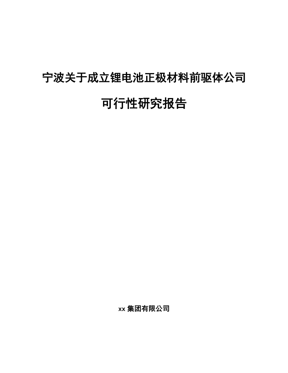 宁波关于成立锂电池正极材料前驱体公司可行性研究报告.docx_第1页