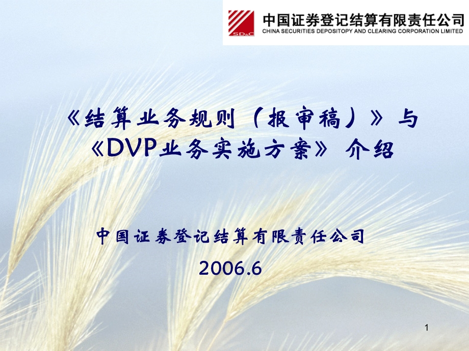 《结算业务规则(报审稿)》与《DVP业务实施方案》介绍.ppt_第1页