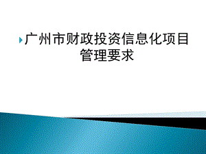 广州市财政投资信息化项目管理要求.ppt