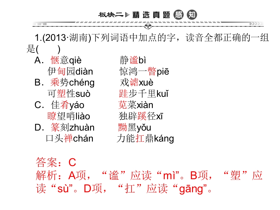 湘教考苑《专题一字音》.ppt_第2页