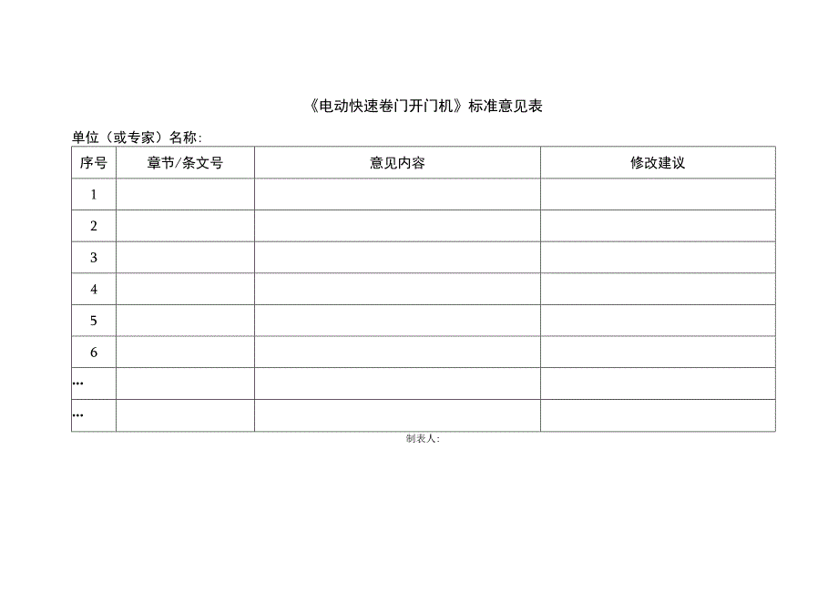 快速门机标准意见表.docx_第1页