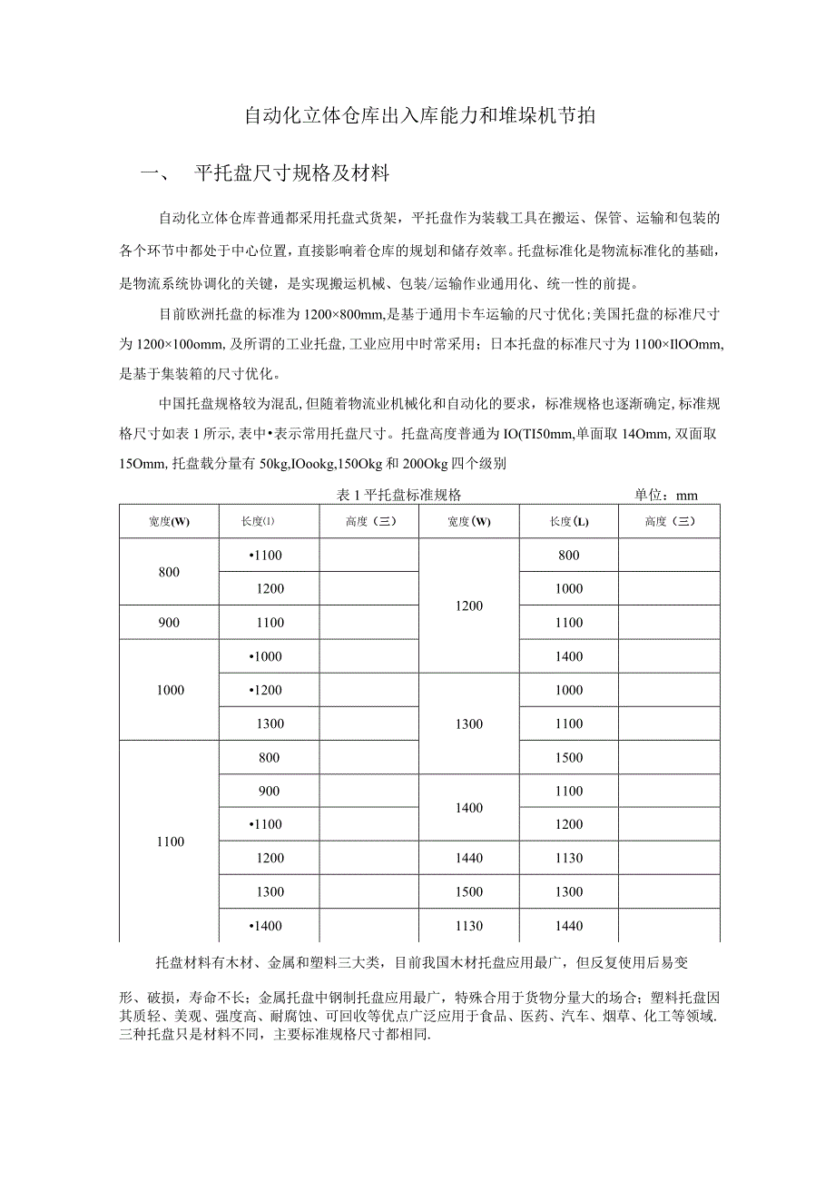 自动化立体仓库出入库能力及堆垛机节拍.docx_第1页