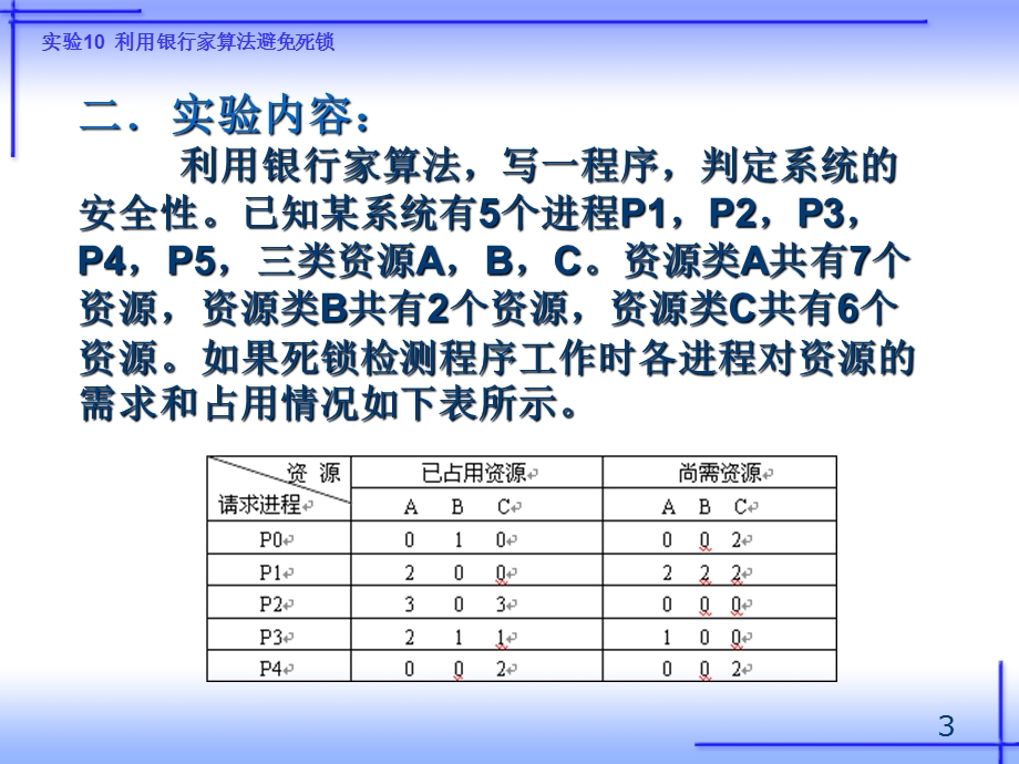 实验10利用银行家算法避免死锁.ppt_第3页