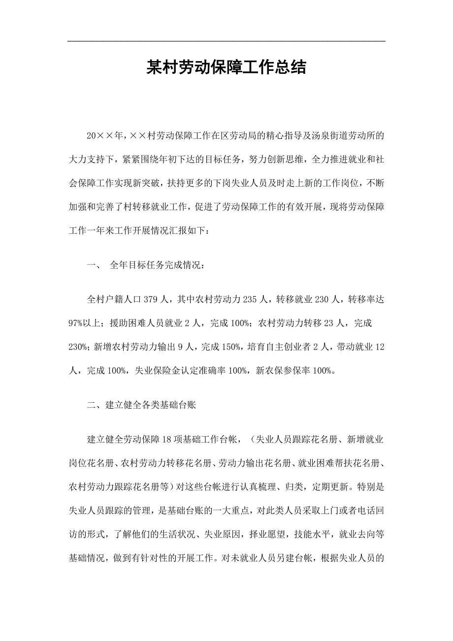 某村劳动保障工作总结精选.doc_第1页