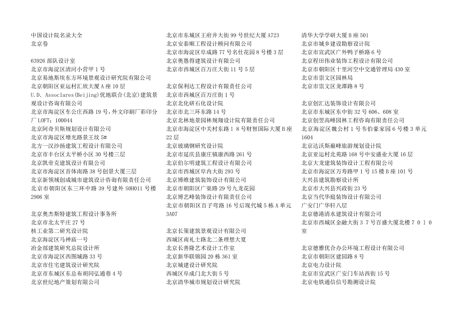 中国设计院名录大全北京卷.doc_第1页