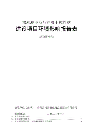 鸿泰驰业商品混凝土搅拌站建设项目环境影响报告表.docx