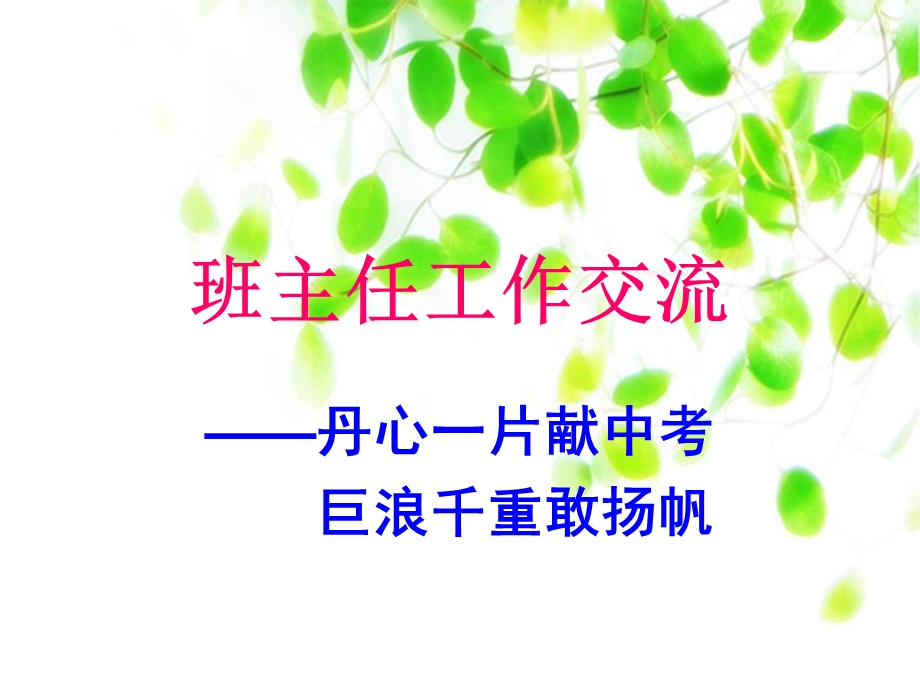 班主任工作交流恳谈.ppt_第1页