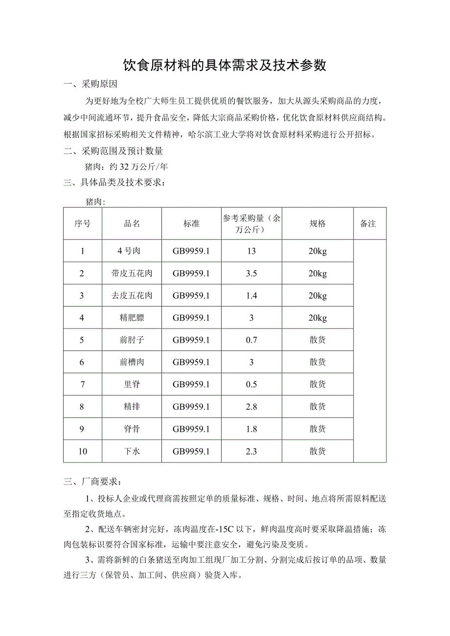 饮食原材料的具体需求及技术参数.docx_第1页