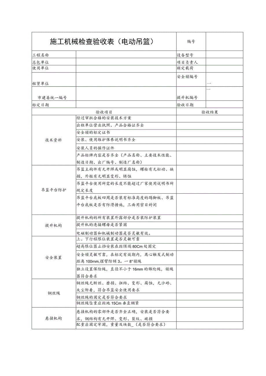 施工机械检查验收表（电动吊篮）范文.docx_第1页