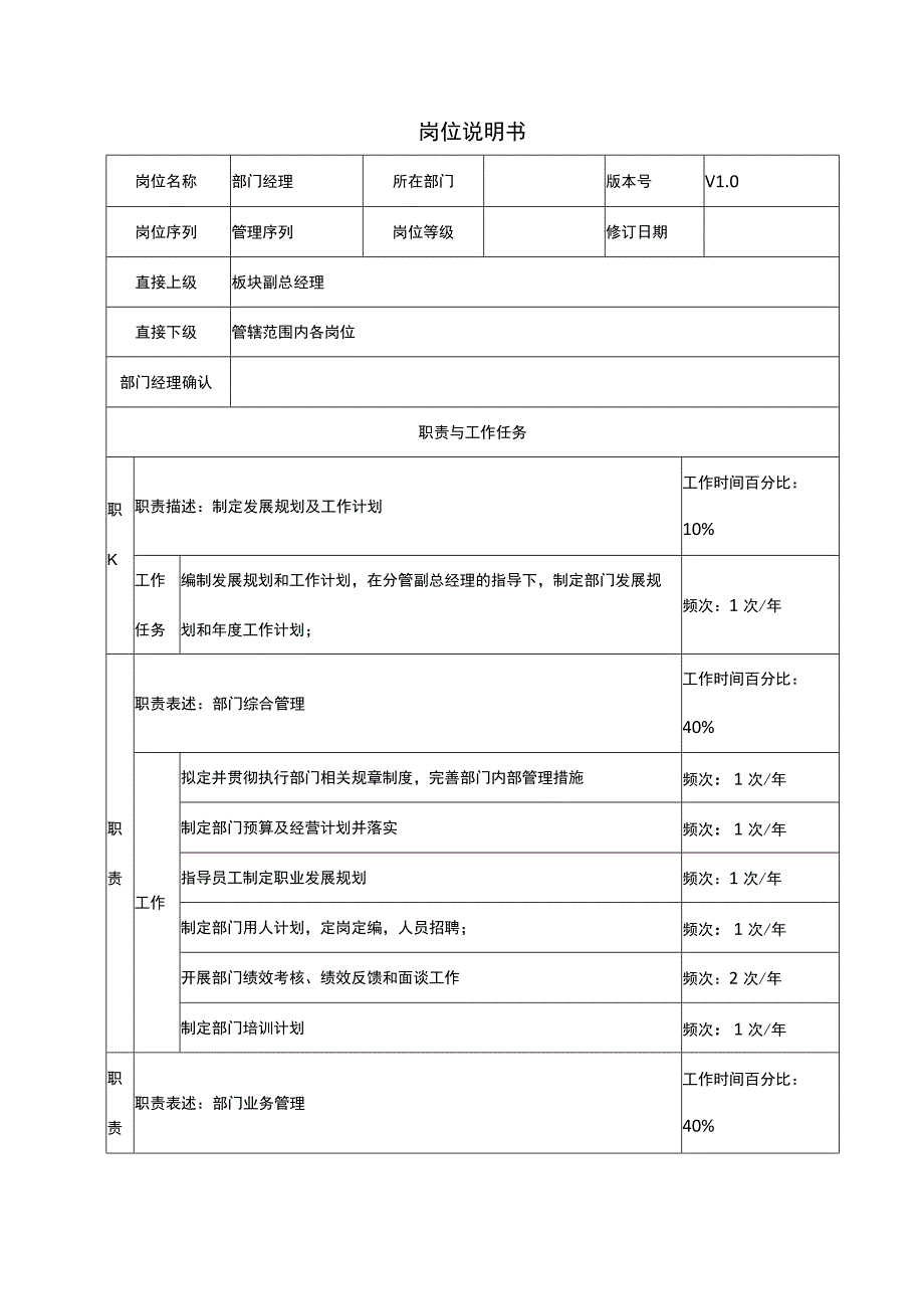 部门经理岗位说明书.docx_第1页