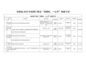 河南省2023年度部门联合“双随机、一公开”抽查计划.docx