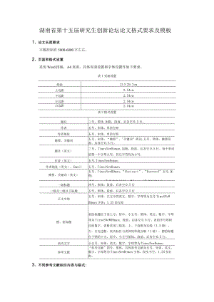 湖南省第十五届研究生创新论坛论文格式要求及模板.docx