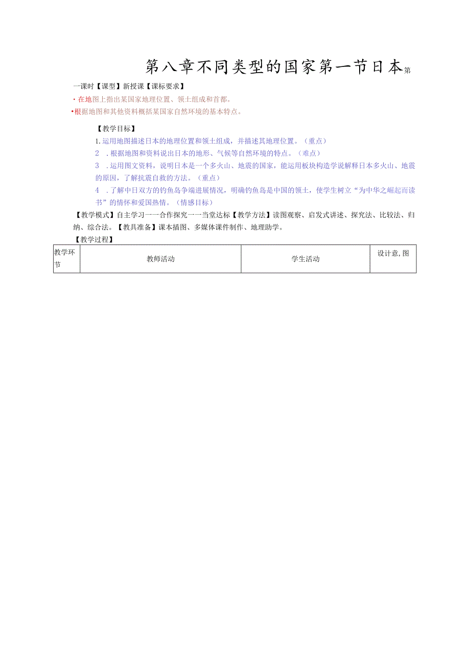 第八章不同类型的国家第一节日本.docx_第1页