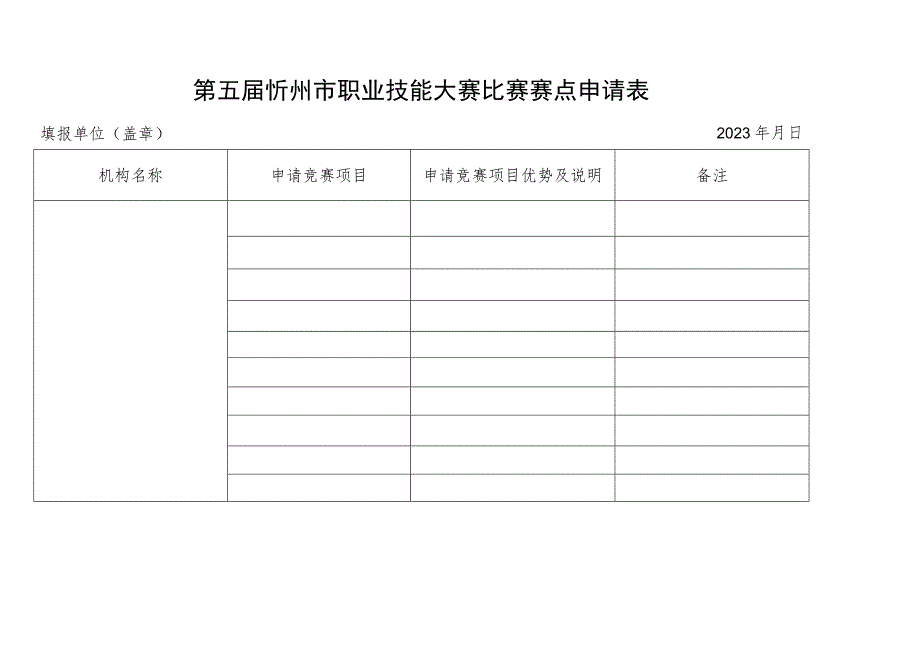 第五届忻州市职业技能大赛比赛赛点申请表.docx_第1页