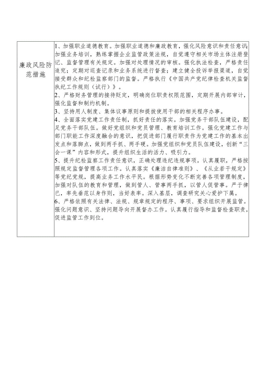 某县市场监督管理部门分管市场主体注册登记及监督管理办公室党务人事等副职个人岗位廉政风险点排查登记表.docx_第2页