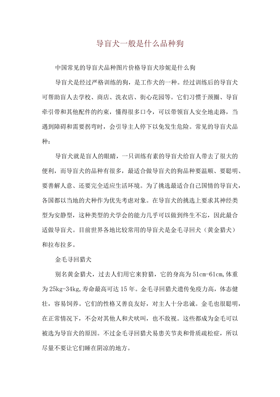 导盲犬一般是什么品种狗.docx_第1页