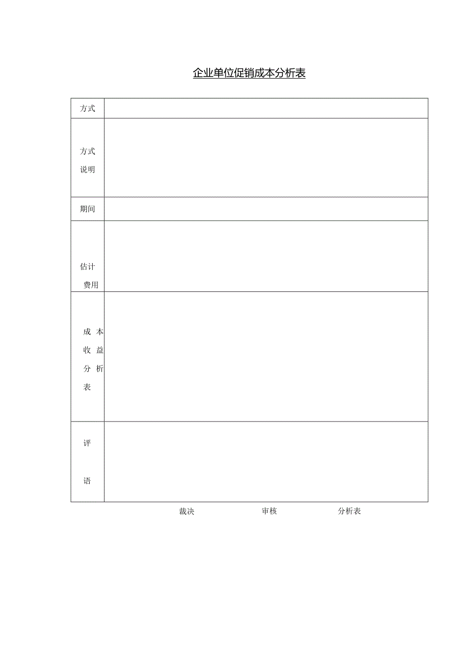 企业单位促销成本分析表.docx_第1页