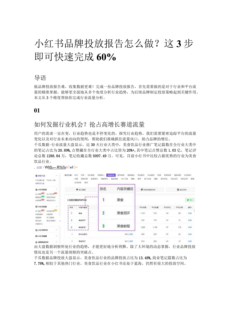 小红书品牌投放报告怎么做？这3步即可快速完成60%.docx_第1页