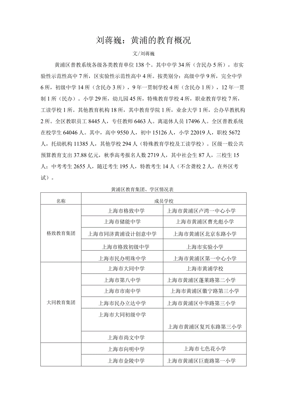 刘蒋巍：黄浦的教育概况.docx_第1页
