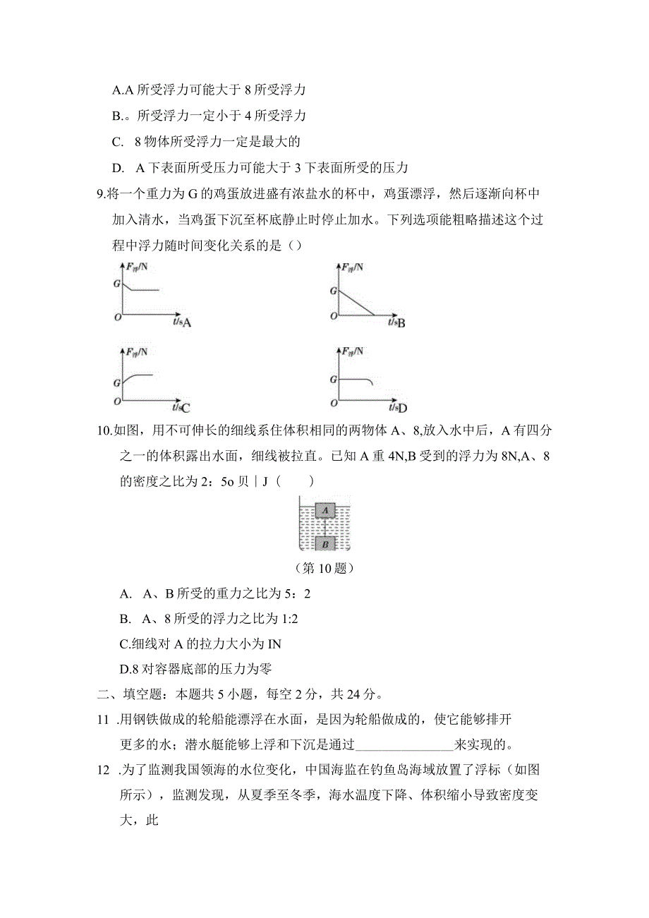 第九章浮力学情评估卷（含答案）.docx_第3页